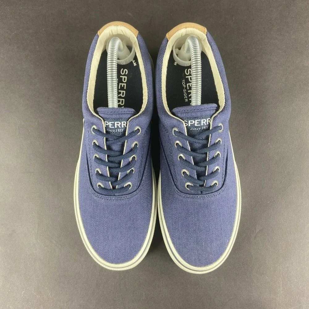 Sperry Men's Halyard CVO Navy Blue Twill Lace Up Casual Shoes Size 8 M